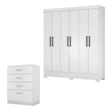 Imagem de Cômoda Astral E Guarda Roupa Casal Verso Branco - Demóbile
