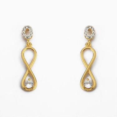 Imagem de Brinco Infinito Com Zircônia Ponto De Luz Banhado A Ouro
