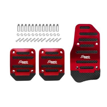 Imagem de HQRNYP 3 peças, capa antiderrapante para pedal de carro, capa de pedal de freio, protetor de pedal de freio automotivo de liga de alumínio, kit de protetor de pedal de acelerador de transmissão