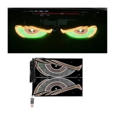 Imagem de FALVFUN 2 peças de luz diabólica para carro, 30 cm x 12 cm, tela digital de LED para para-brisa flexível, acessórios de lâmpada de decoração externa automática, ajuste universal (estilo C)