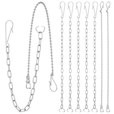 Imagem de YBEATY 9 peças de corrente de melindrosa para vaso sanitário 24,8/10,2 cm Correntes de contas com gancho e anel, kit de substituição universal de aço inoxidável para a maioria das melindrosas, prata