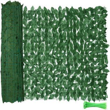 Imagem de ZhiYo-GD Tela de privacidade de cerca artificial de hera 350 x 99 cm, cerca de privacidade de parede de hera sintética, sebes artificiais verdes com folhas de pothos para decoração de parede externa