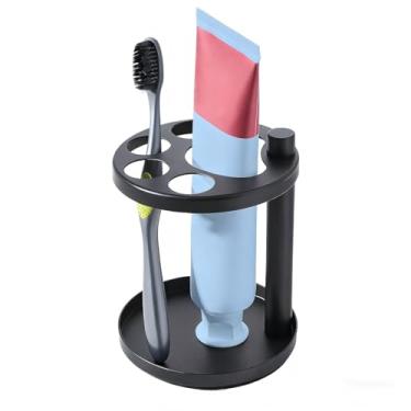 Imagem de Suportes de escova de dentes – Suporte de escova de dentes de banheiro de aço inoxidável, organizador ventilado com compartimentos para escovas de dentes elétricas, pasta de dente, lâminas e pentes