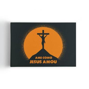 Imagem de Quadro Ame Como Jesus Amou Cruz Cristianismo Canvas 60X40Cm - Plimshop
