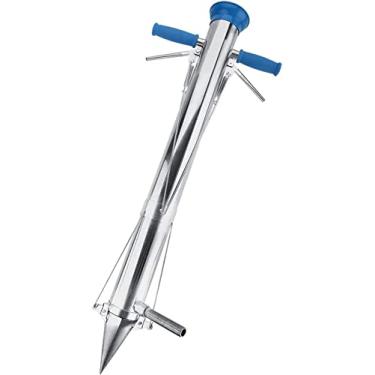 Imagem de Ferramenta de plantador de bulbo de aço inoxidável, transplantador de plantas multifuncional, ferramenta de mudas de vegetais com pedal manual, para verdes, cebola, rabanete, beterraba, alface