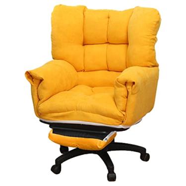 Imagem de Cadeira giratória para computador com apoio de braço e apoio lombar, poltrona estofada com apoio para os pés para quarto e sala de estudo
