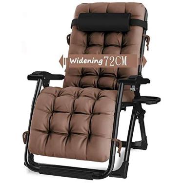 Imagem de Espreguiçadeiras, espreguiçadeiras, poltronas reclináveis com gravidade zero, cadeira de jardim reclinável, dobrável, portátil, suporta 200 kg (cor com almofadas marrons), com almofadas marrons