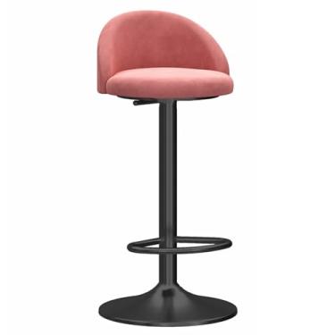 Imagem de LULUMAIC Banqueta de veludo ajustável de luxo moderna com base de metal para ilha de cozinha