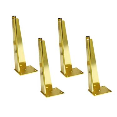 Imagem de ZJYWMM 4 Peças Pernas de Móveis Ajustável Pés de Metal Suporte Pés de Armário Pés de Mesa Pernas de Sofá, Material Grosso, Ouro (12 cm)