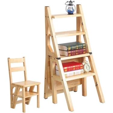 Imagem de Banqueta de escalada interna, cadeira de escada dobrável de madeira maciça para casa banco multifuncional escada de madeira escada ascendente rack de flores/C (C)