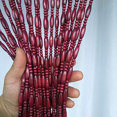 Imagem de ZJYWMM Cortina frisada contas de madeira cortinas de corda de porta para porta armário passagem divisor de quarto decoração de varanda, 2 cores (cor: marrom, tamanho: 35 fios - 90 cm x 175 cm)