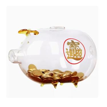 Imagem de ZABEES Cofrinho de vidro criativo cofrinho de porco apenas dentro mas não fora presentes de aniversário bonito cofrinho cofrinho transparente cofrinho