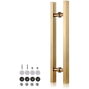 Imagem de Puxador de porta deslizante para porta de celeiro com ferramentas de instalação, puxador de porta frontal de entrada para portas de vidro de madeira, alça de barra resistente comercial, aço inoxidável