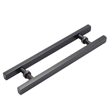 Imagem de Maçaneta deslizante para porta de celeiro retangular quadrada de forma plana, puxador de barra de porta deslizante de aço inoxidável para porta de vidro, ferragens modernas (preto 100 cm de