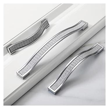 Imagem de ASPROD Maçaneta de armário de ferragens de móveis Maçaneta de porta de liga de alumínio de cristal prata puxador de porta de armário acessórios de móveis (cor: D, tamanho: 9,6 cm)