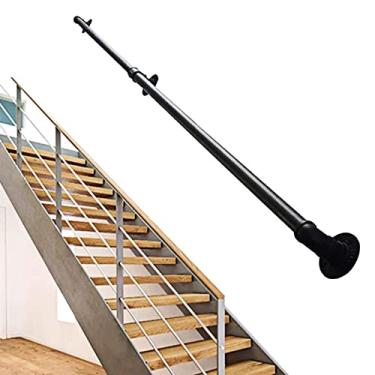 Imagem de Corrimão de tubulação/corrimão de escada de ferro forjado a vento industrial, loft interno doméstico contra a parede alça de jardim de infância antiderrapante antigo, preto (1 pés-6 m) (tamanho: 4 m)