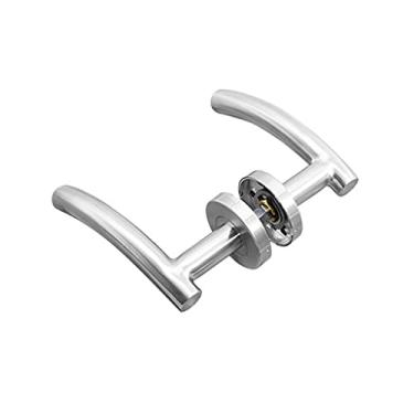 Imagem de Maçaneta de porta interior moderna de aço inoxidável maçaneta do tubo da porta do quarto (cor: prata) (prata)