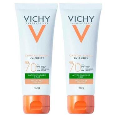 Imagem de Vichy Idéal Soleil Purify Kit com 2 Unidades – Protetor Solar Facial com Cor FPS70 - Clara Kit-Unissex