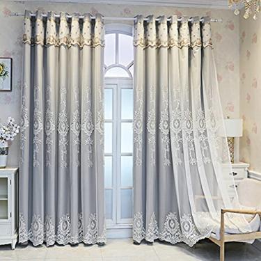 Imagem de Cortina blecaute de camada dupla, painel de cortinas sólidas em camadas de voile blecaute, isolamento térmico de economia de energia para quarto de menina, cortina de sombreamento de deck duplo, topo
