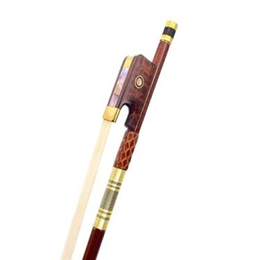 Imagem de FLFL 1 pç Arco de viola de madeira de serpente de madeira de serpente branco crina de cavalo rabo de cavalo sapo estudante arco de violino