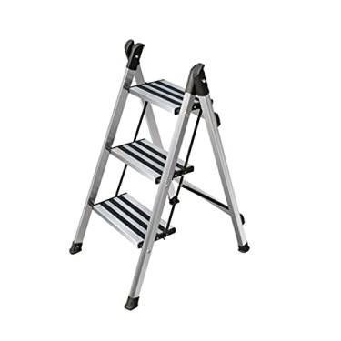 Imagem de Escadas dobráveis escadas de degraus pequenos escada de 4 degraus dobrável leve prata alumínio pedal largo antiderrapante economia de espaço 0,7 m escada escada resistente (cor: Escada B) (Escada a)