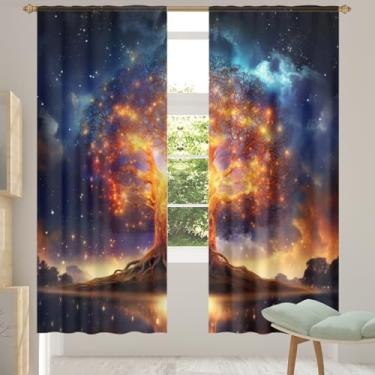 Imagem de 2 conjuntos de painéis de galáxia lindas cortinas transparentes e arejadas com filtragem leve painéis de cortina de porta para janela para sala de estar, quarto, jantar, 203 cm de comprimento