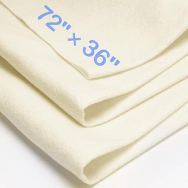 Imagem de XSEINO Tecido de feltro grande marfim 182.9 cm x 91.4 cm (2 jardas quadradas), folha de tecido de feltro macio de 1,4 mm de espessura para artesanato, cores da série branca, tecido não tecido macio