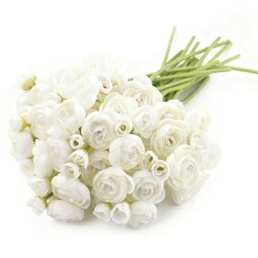 Imagem de Embewhis 24 hastes de flores artificiais de ranúnculo - buquê de ranúnculo de seda sintética 96 flores para decorações de casamento, decoração de casa, arranjos de férias e centros de mesa grandes