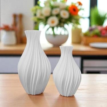 Imagem de Kit 2 Vasos Decorativos Vortex em Impressão 3D – Design Moderno para Sala, Mesa e Quarto – Leve e Ecológico(Branco)