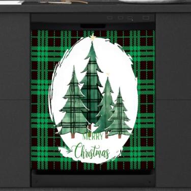 Imagem de Árvore Natal verde capa de ímã para lava-louças, capas magnéticas para decoração de lava-louças, capa magnética para porta de geladeira, decalque de geladeira para cozinha, eletrodomésticos