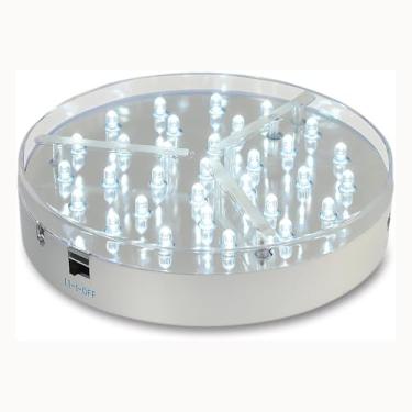 Imagem de Afoosoo Base de luz LED para arte em vidro – base de vaso de LED de cor branca de 15 cm com 31 peças de LEDs para exibição 3D | Luz LED alimentada por bateria de centro de mesa de casamento, pedestal