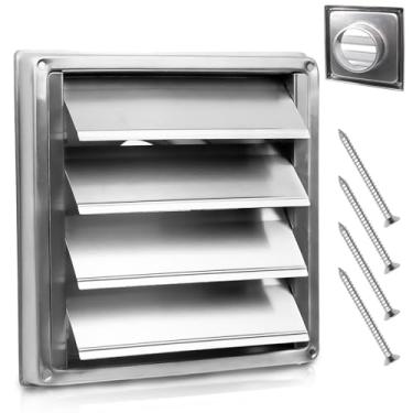 Imagem de Tampa de ventilação de metal atualizada de 10 cm para casa, ventilação de secadora de aço inoxidável premium com 4 parafusos, capa de ventilação de parede externa com louvre para saídas de secador