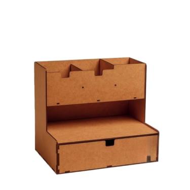 Imagem de Porta Lápis, Caneta e Treco Organizador de Mesa p/Escritório Home Office Tesoura Bloco de Notas(CARAMELO)