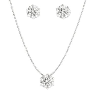 Imagem de VIRENZA Conjunto Ponto de Luz Pedra Zircônia 6mm Folheado Prata 925