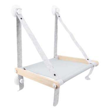 Imagem de Generic Poleiro de Janela para Gatos, Moldura de Madeira Com 4 Ventosas, Suporta até 6 Kg, Rede Dobrável para Gatos Internos, Capa de Tecido Oxford, Sem Necessidade de Perfuração