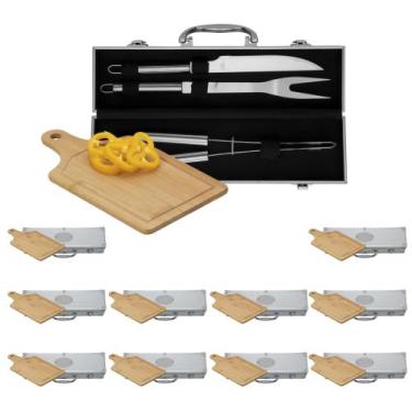 Imagem de Kit com 10 Kits Churrasco Maleta Inox com Tábua de Corte - XBZ