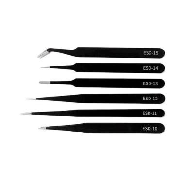 Imagem de Pinças De Precisão Aço Inoxidável Kit 6 Pçs - Keedi