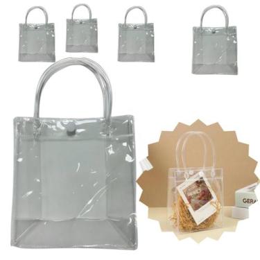 Imagem de Sacola transparente pequena 15x13cm em plástico com 10 peças - cristal