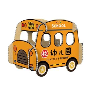 Imagem de IEUDNS Placa de arranhar para casa de gato, suprimentos para brinquedos de estimação, design de ônibus, papelão de arranhar exclusivo, caixa de arranhar para, 2 níveis