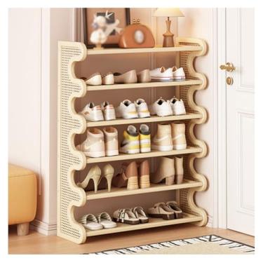 Imagem de SPXMQSS Bambu sapato sapato entrada recebedora sandálias para sapatos, prateleira aberta, organizador para armário, sapateiras, para guardar sapatos independentes, bege, 6 tiers 80 x 25 x 106 cm