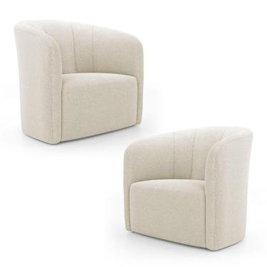 Imagem de Kit 02 Poltronas Decorativas Abby Bouclê Bege - Desk Design