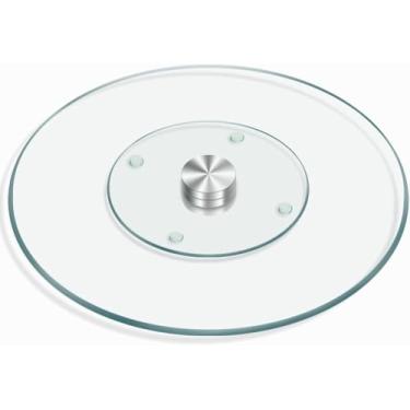 Imagem de Prato Giratório para Confeitagem, Vidro e Metal, 30cm Diâmetro, Transparente, Base Giratória para Decoração de Bolos