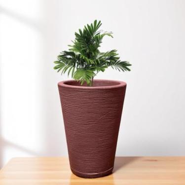Imagem de Vaso Planta Flor Decorativo Jardim Polietileno Coluna Redonda 39x29 (Marrom)