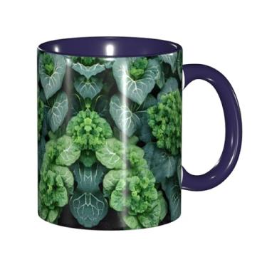 Imagem de Zeraoke Canecas de café criativas com impressão de suculentas verdes, personalizadas, presente para a família, tamanho de 325 ml, unissex