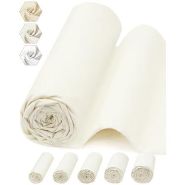 Imagem de FIVEIZERO Tecido de musselina 100% algodão por jarda, 160 cm x 1,9 m panos de musselina de algodão descolorido creme – Tecido chita bege de peso médio para costura, acolchoamento, bordado, artesanato