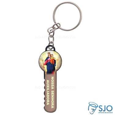 Imagem de Chaveiro Chave NSra Auxiliadora Prata Resinada - SJO Artigos Religioso