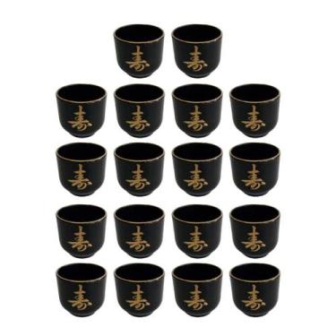 Imagem de Kit 18 Copo Guinomi Bebida Japonesa Coreana Sake Saque 80ml Preto - Ni