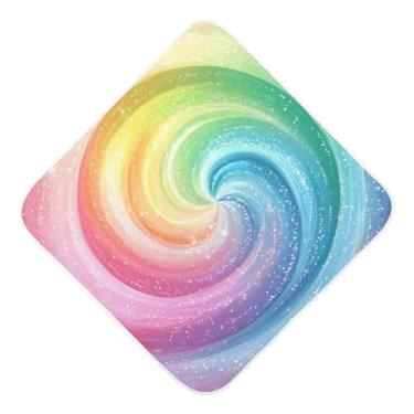 Imagem de STAYTOP Toalhas de bebê com capuz de musselina Rainbow Vortex, toalha de banho super macia, toalhas de banho absorventes para banho recém-nascido unissex 76 x 76 cm
