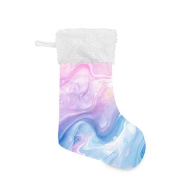 Imagem de xigua Meia de Natal com textura de mármore colorida, personalizada, grande, doces, presente pendurado, meias de Natal, decoração para festas de fim de ano, decoração de lareira