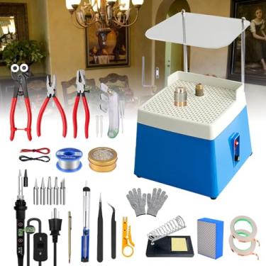 Imagem de Kryztlyn Kit de moedor de vitral de 34 peças, máquina de moer vitrais para iniciantes, com função de enchimento automático de água, broca de moagem 5/8, kit de corte de vidro, kit de solda etc